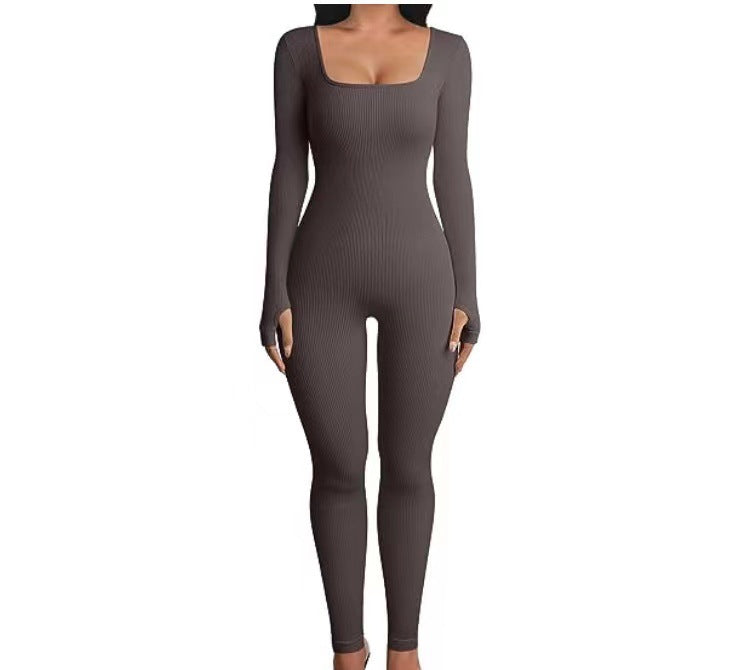 Women's Thread Square Collar Slimming Sexy Jumpsuits