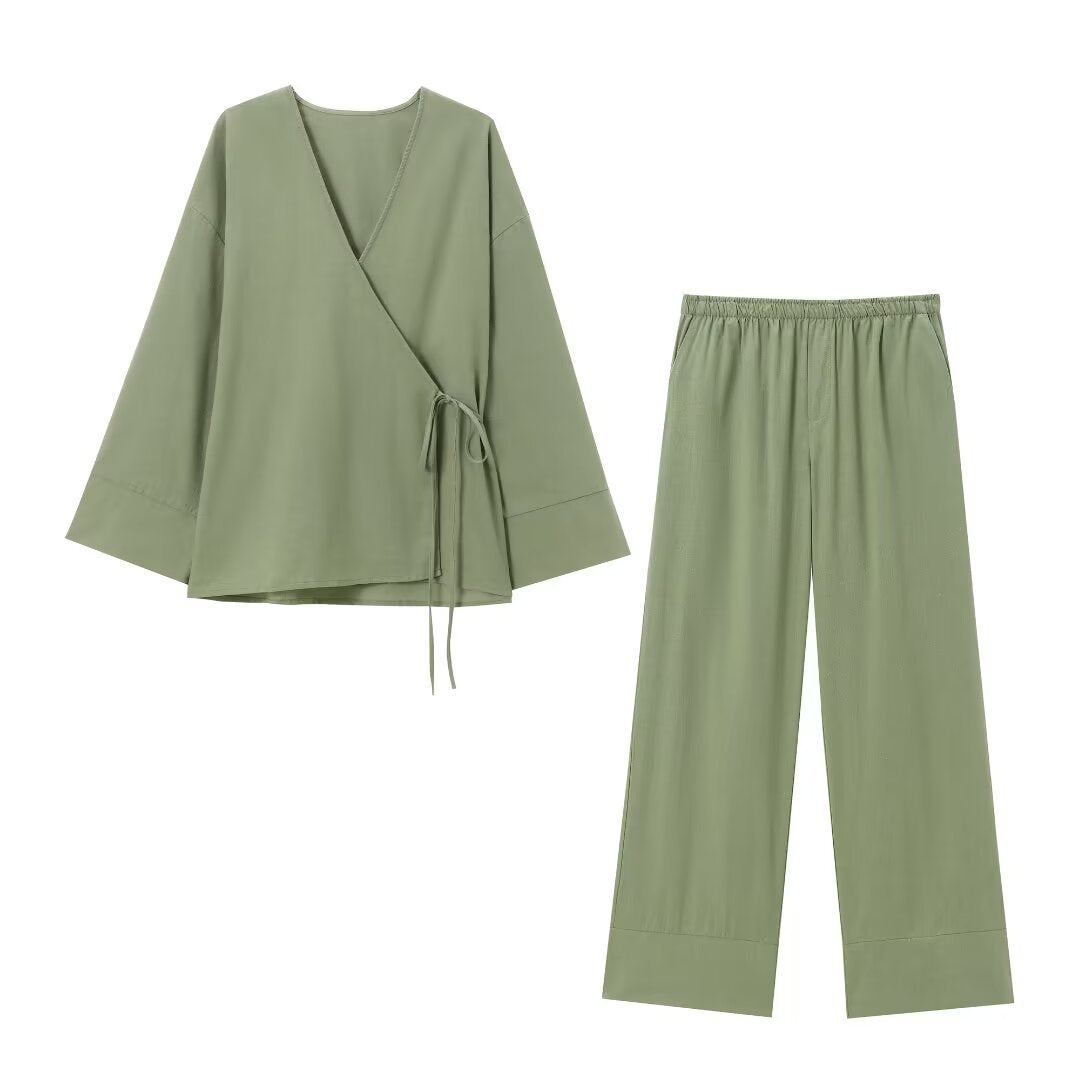 Texture Double Breasted Kimono Pajamas Style Suits