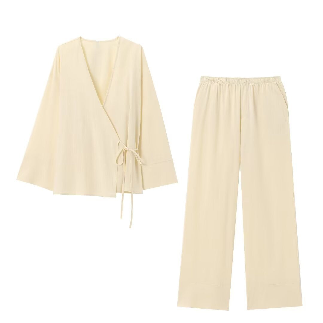 Texture Double Breasted Kimono Pajamas Style Suits