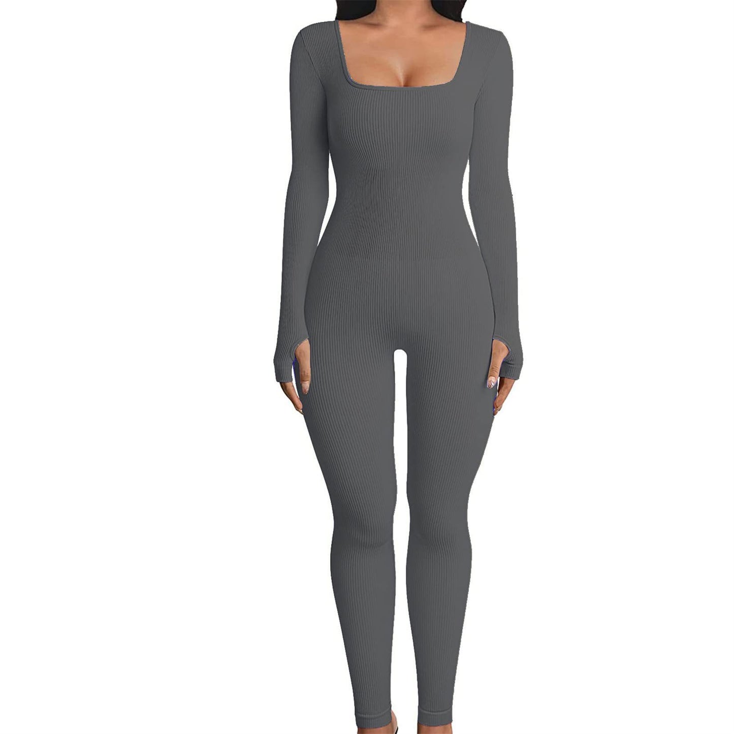 Women's Thread Square Collar Slimming Sexy Jumpsuits