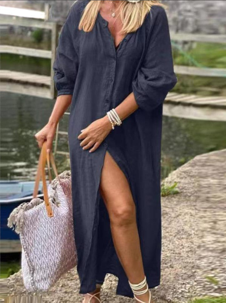 Women's Linen Simple Loose Long Sleeves Button Cardigans