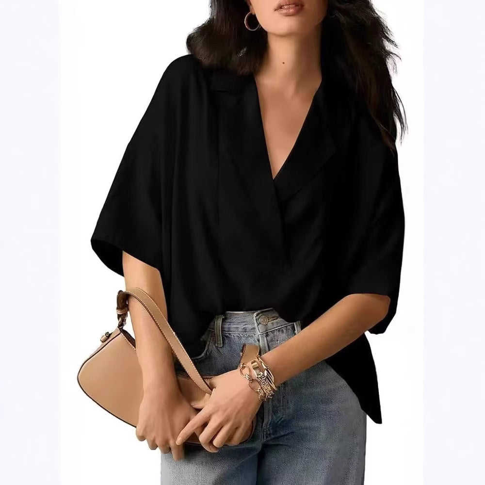 Women's Summer Sleeve Elegant Solid Color Loose Shorts