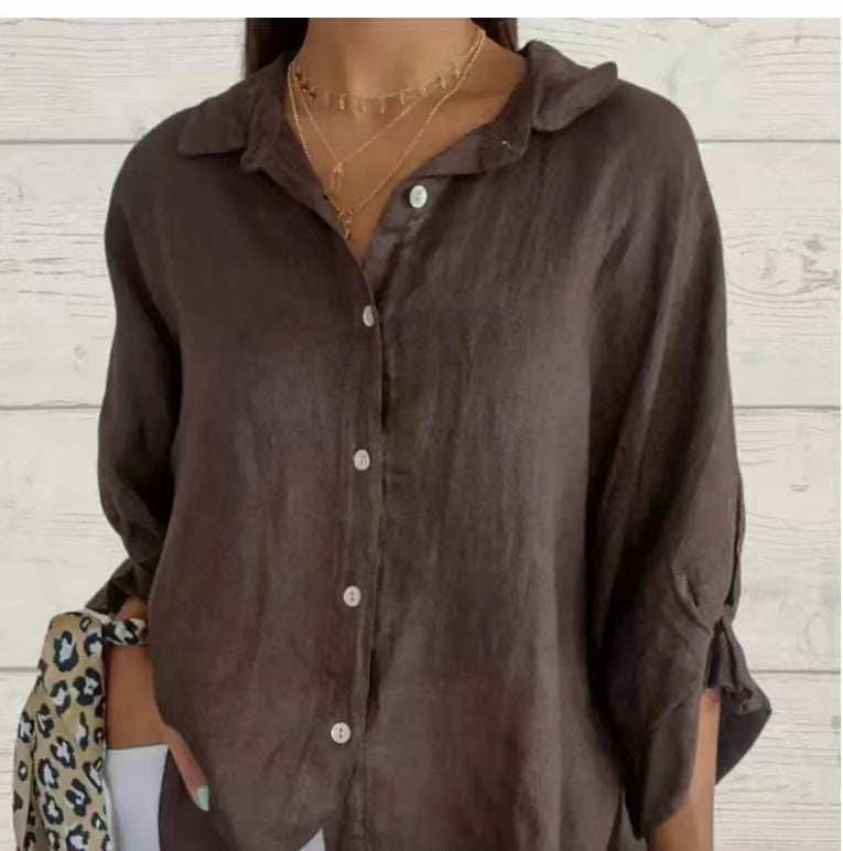 Spring Cotton Linen Back Design Shirt Blouses