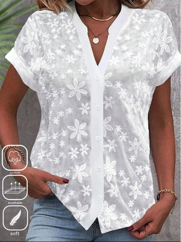 Women's Summer Simple Casual Solid Color Shirt Blouses