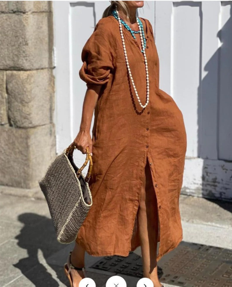 Women's Linen Simple Loose Long Sleeves Button Cardigans