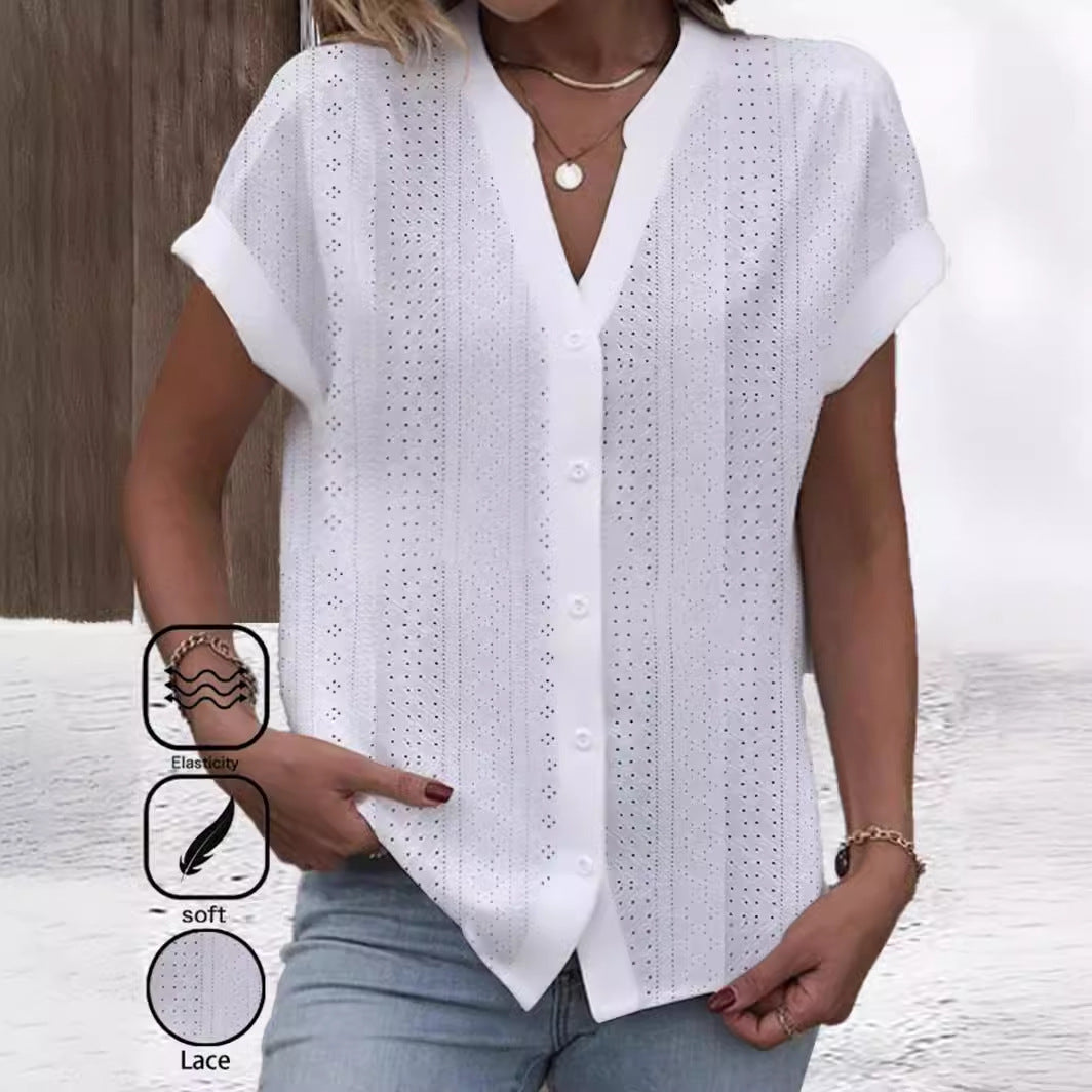 Women's Summer Simple Casual Solid Color Shirt Blouses