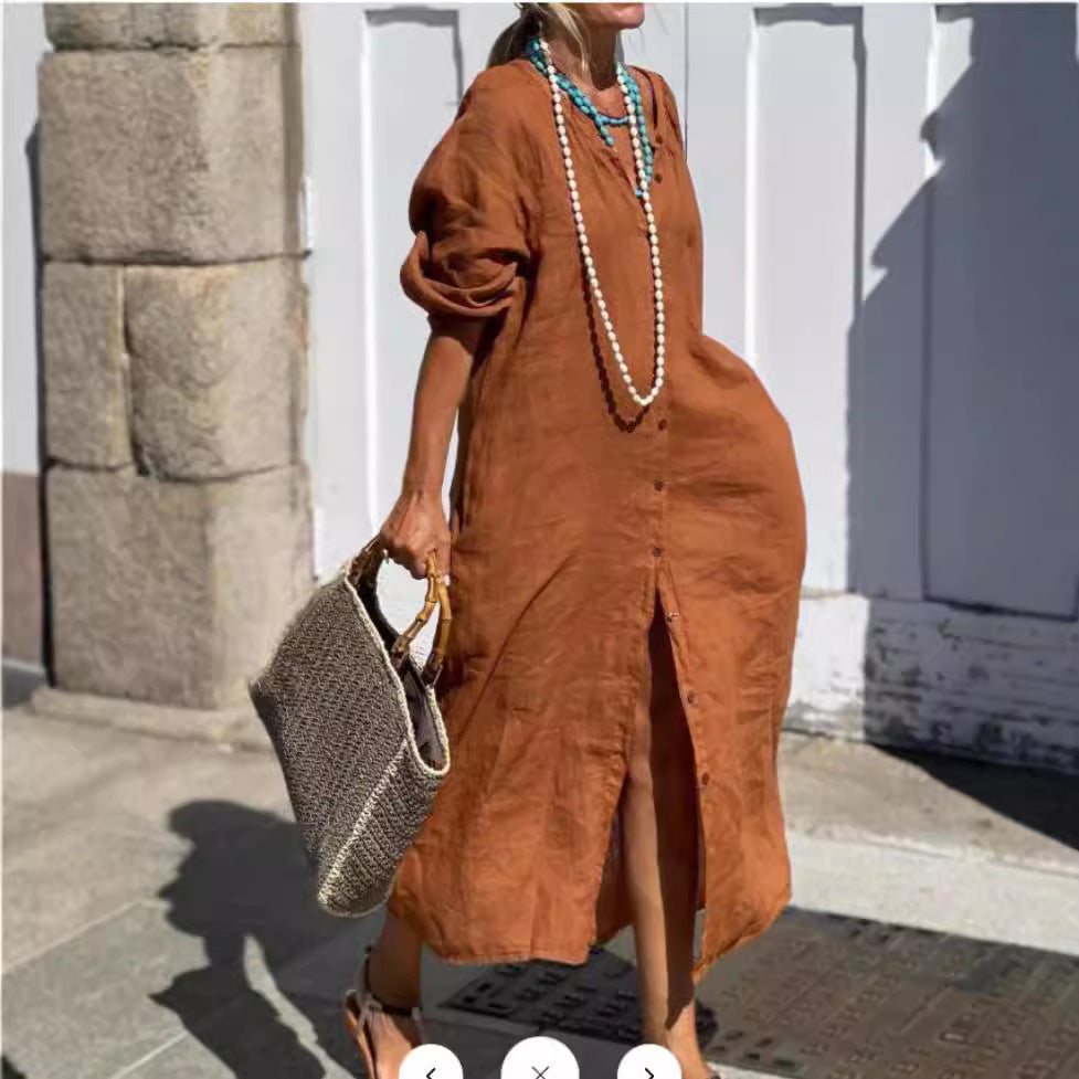 Women's Linen Simple Loose Long Sleeves Button Cardigans