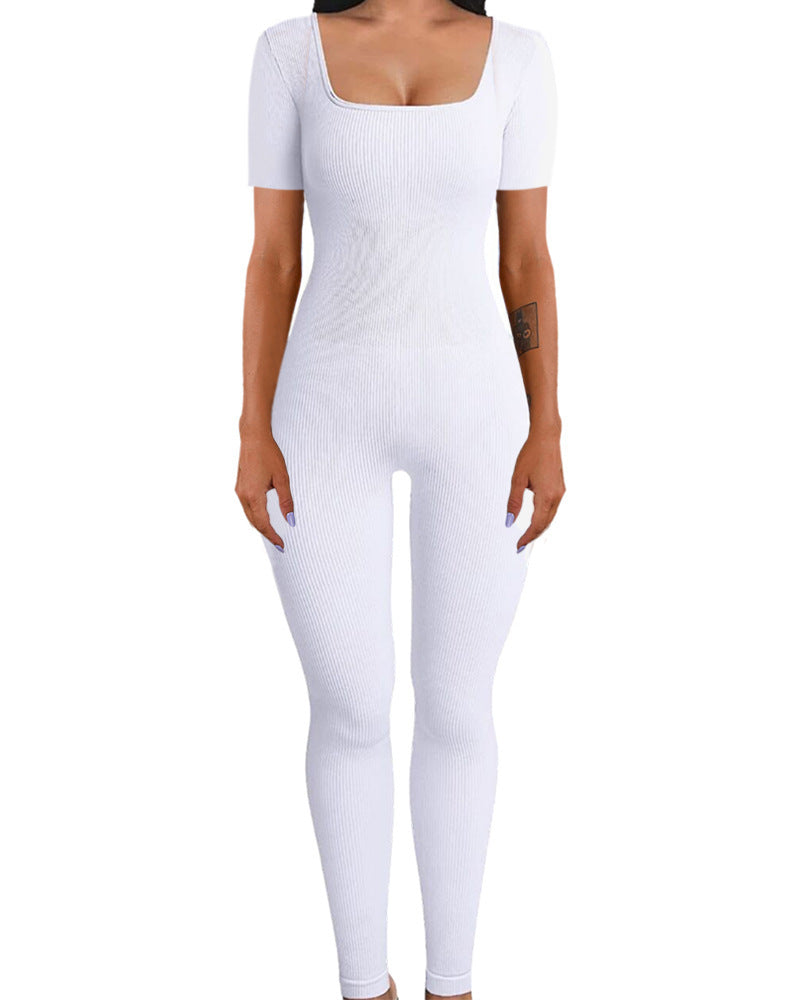 Women's Thread Square Collar Slimming Sexy Jumpsuits
