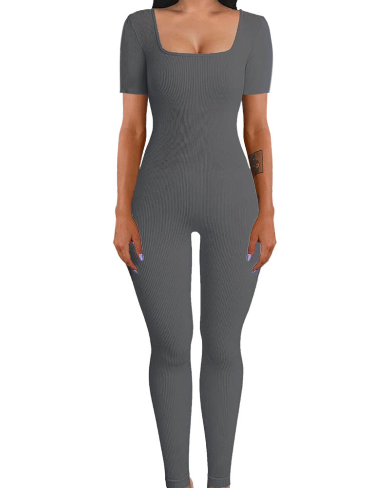 Women's Thread Square Collar Slimming Sexy Jumpsuits