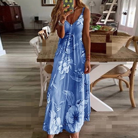Women's Summer Dress Digital Printing Brace Sleeveless Dresses