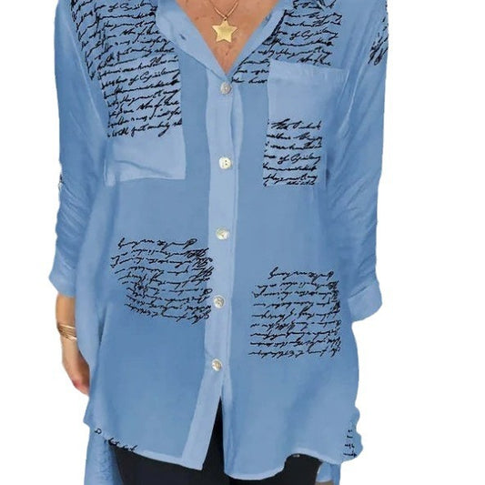 Women's Fashion Printed Loose Sexy Dovetail Shirt Blouses