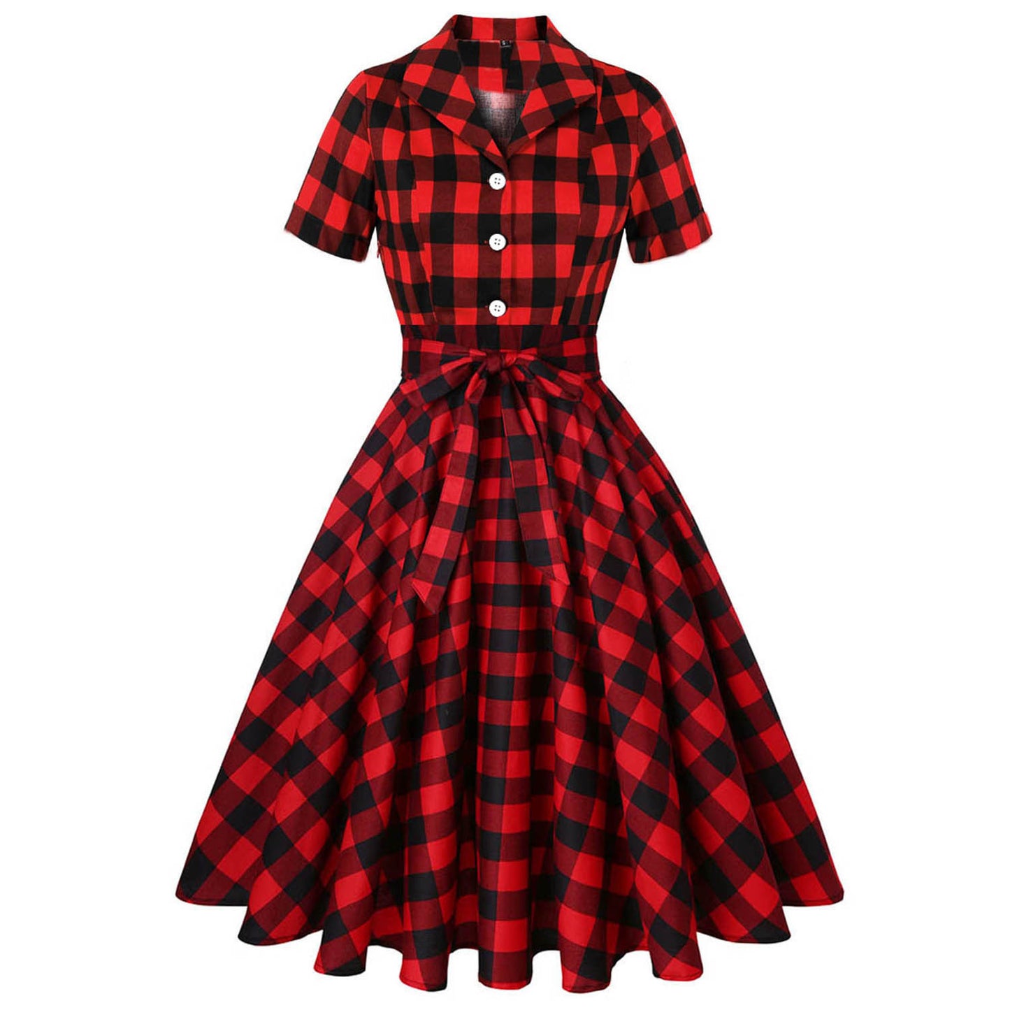 Lapel Sleeve Fresh Printed Large Swing Dress Shorts