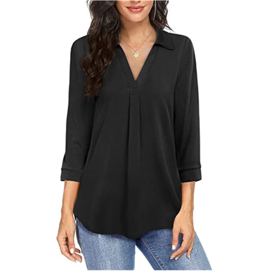 Women's Elegant Chiffon Button Loose Sleeves Shirt Blouses