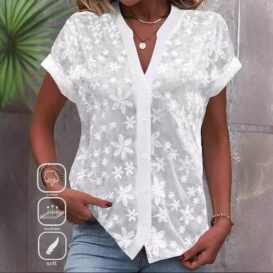 Women's Summer Simple Casual Solid Color Shirt Blouses