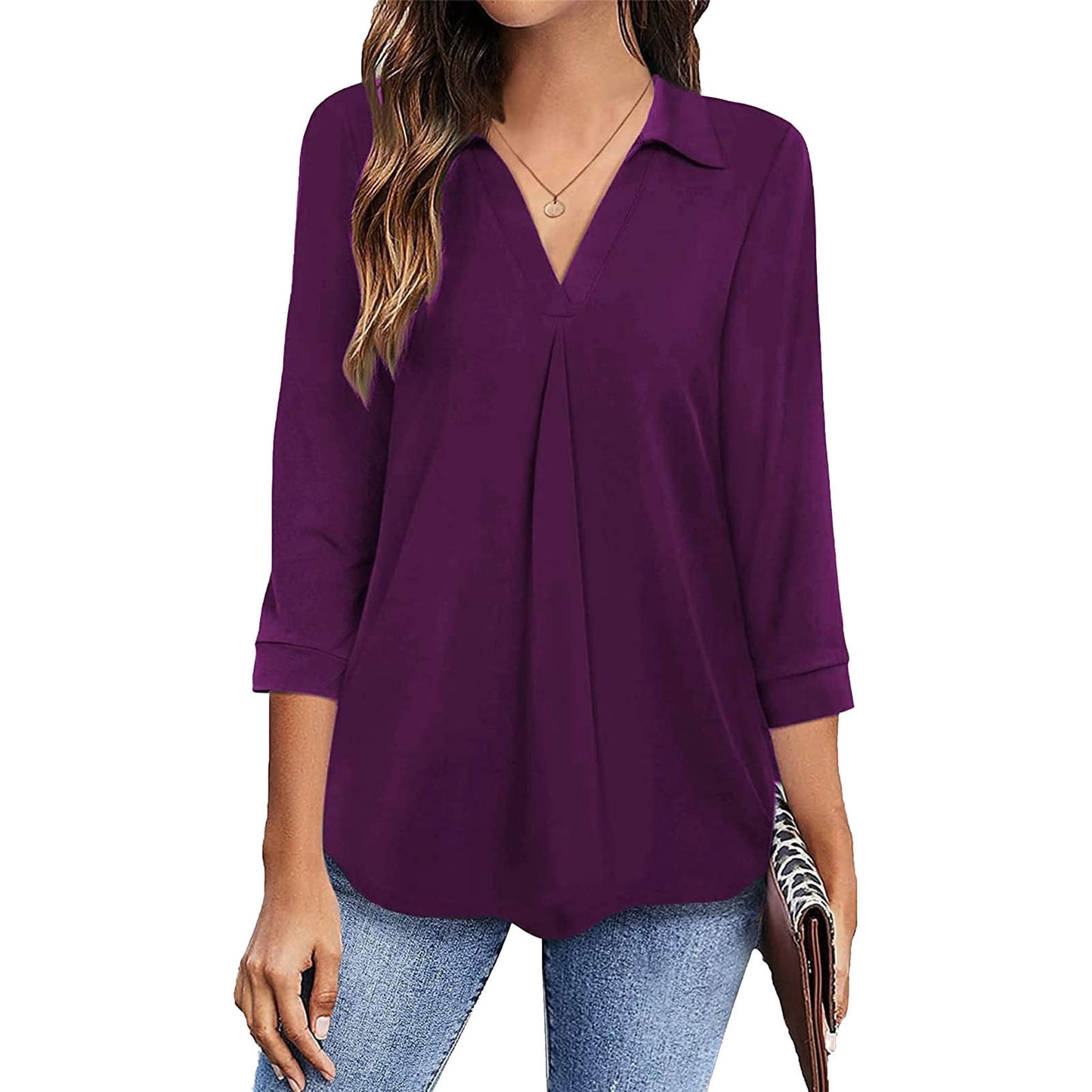 Women's Elegant Chiffon Button Loose Sleeves Shirt Blouses