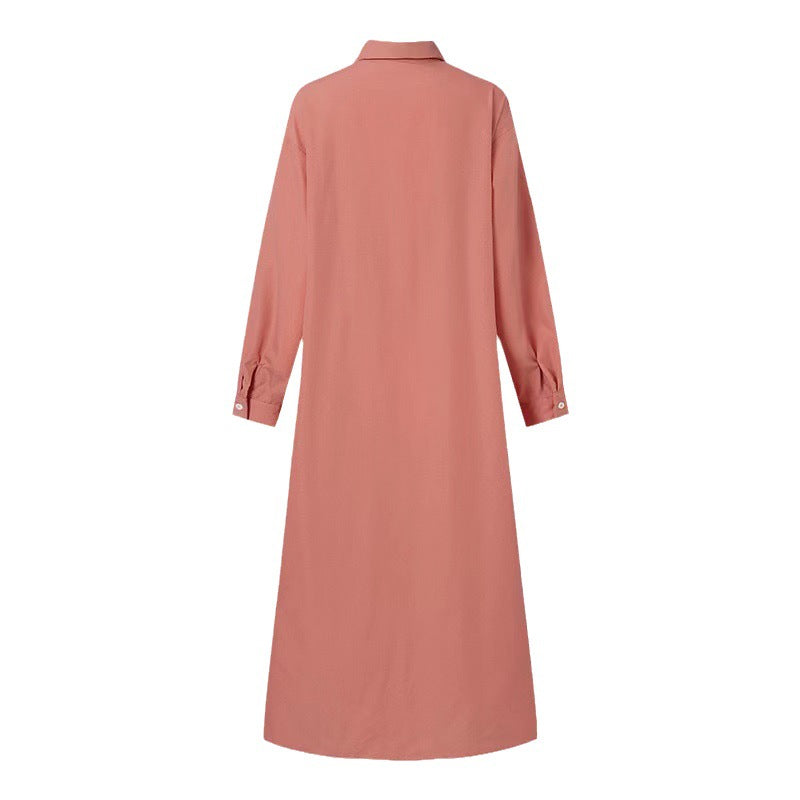 Color Buckle Solid Lapel Long Sleeve Clothing