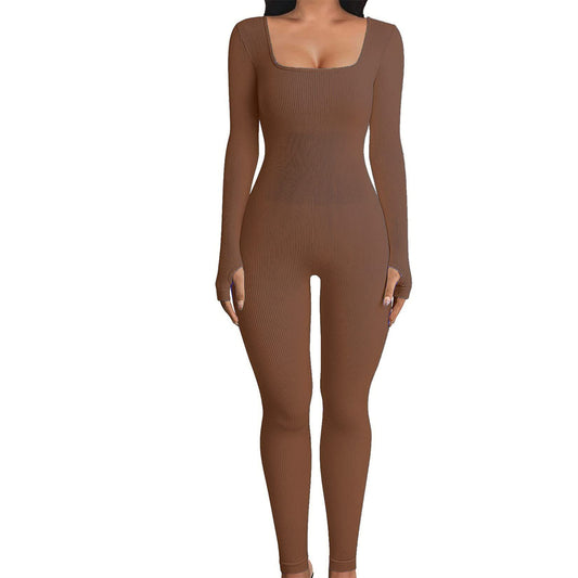 Women's Thread Square Collar Slimming Sexy Jumpsuits
