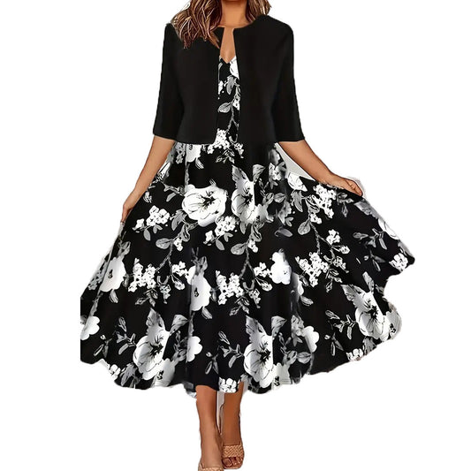 Women's Dress Two-piece Set Flowers Plants Printed Dresses