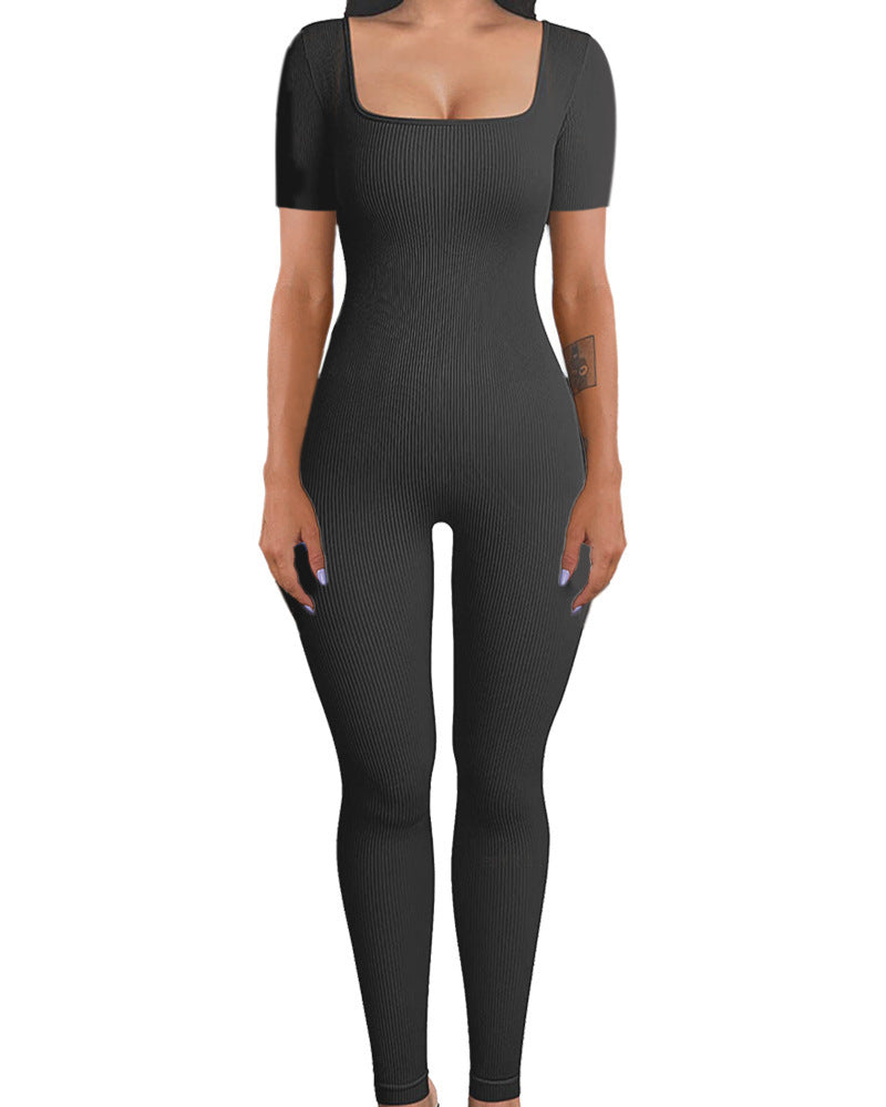 Women's Thread Square Collar Slimming Sexy Jumpsuits