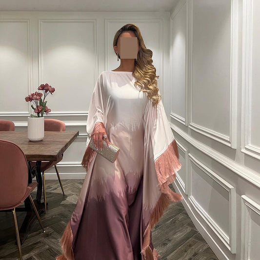 Muslim Dress Tassel Robe Maxi Gradient Clothing