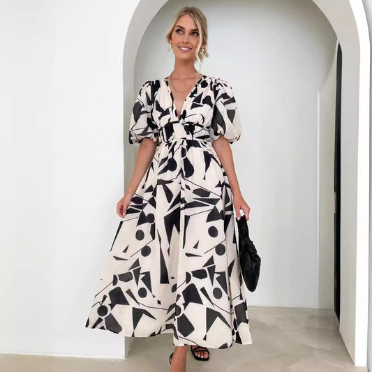 Women's Long Dress Summer Temperament Printed High-grade Dresses