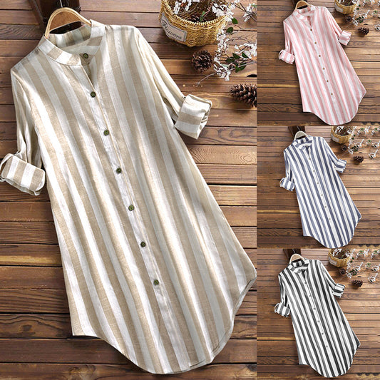 Autumn Fashion Striped Long Sleeves Shirt Blouses