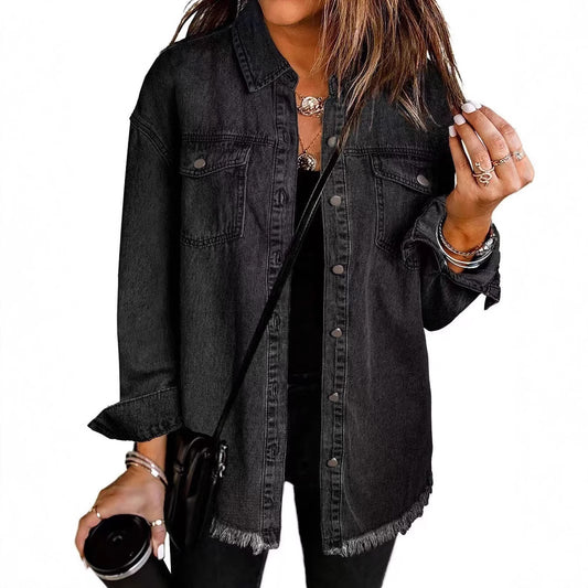 Women's Washed Denim Shirt Personalized Street Style Blouses