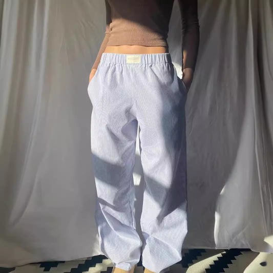 Fashion Casual Striped Cotton Trousers Printed Pants