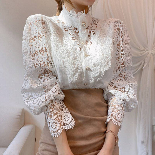 Women's Retro French Niche Design Palace Style Lace Stand Tops