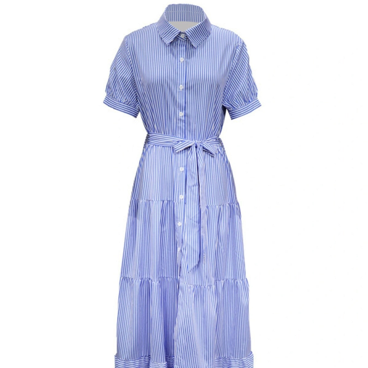 Fashion Printed Striped Sleeve Loose Mid-length Dresses