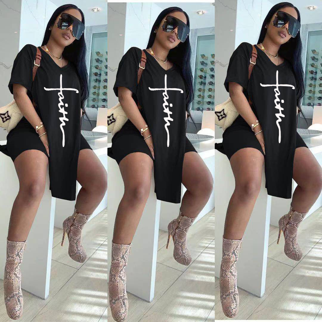 Women's Fashion Casual Printed Crew Neck Split Suits