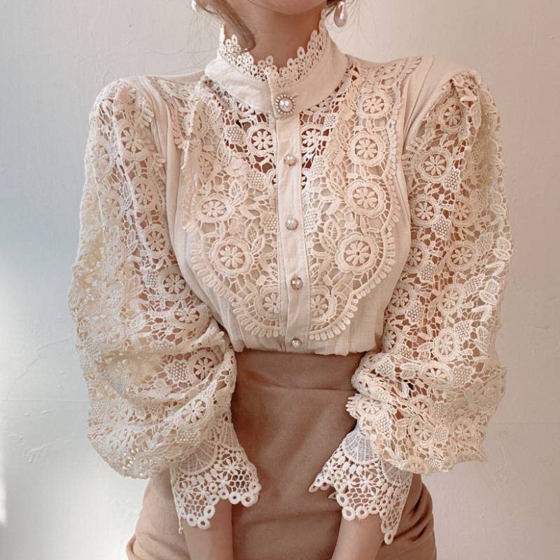 Women's Retro French Niche Design Palace Style Lace Stand Tops