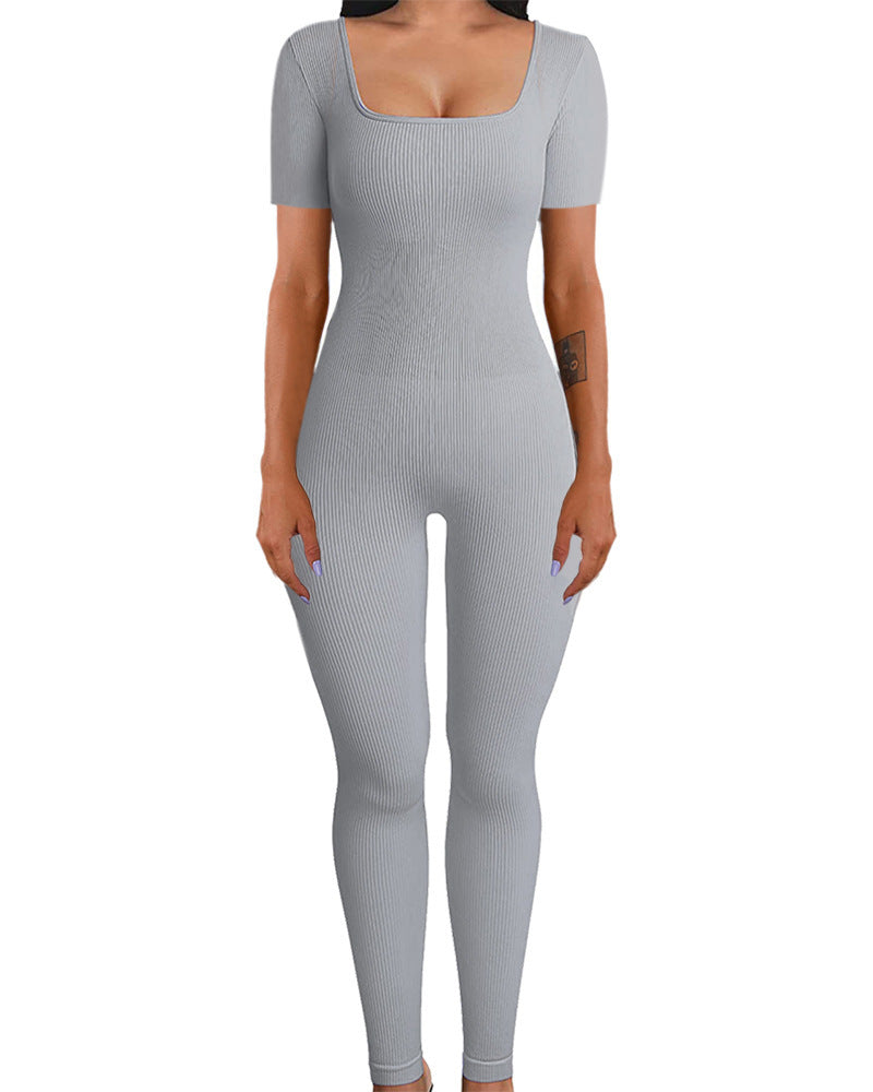 Women's Thread Square Collar Slimming Sexy Jumpsuits