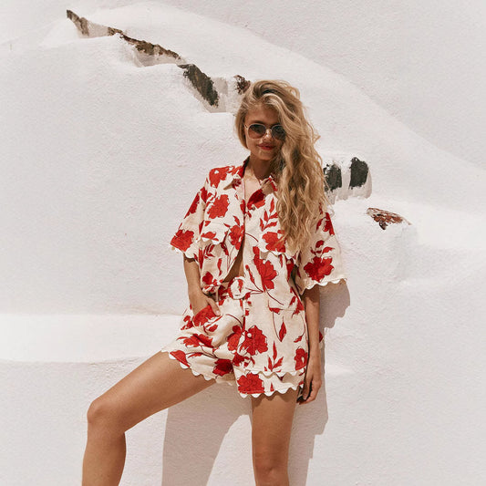 Women's Pretty Fashionable Lace Printing Fashion Suits