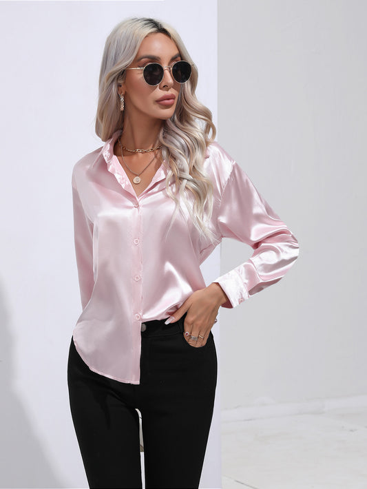 Women's Creative Elegant Satin Shirt Long-sleeved Clothing