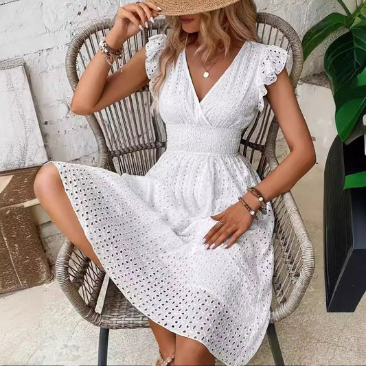 Multicolor Summer Ruffle Sleeve Elegant Dress Dresses